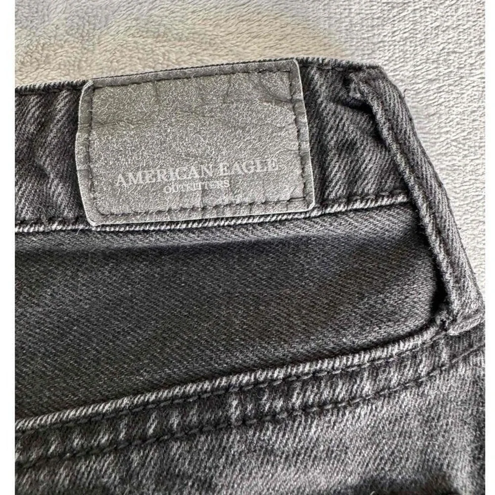 American Eagle AE Skirt Jean 4‎ Pocket Mini Black Denim Frayed Hem Y2K Design